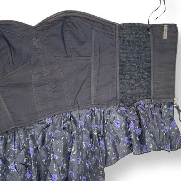 [ REBECCA TAYLOR ] Legendary Skirted Bustier in Black w/Violet Ditzy Floral : 0 - Picture 5 of 5